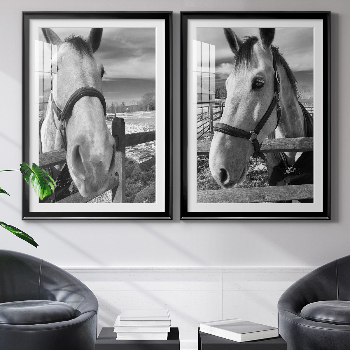 Wexford Home Caen Premium Framed Print, 30.5" x 42.5" - Ready to Hang, Black (Set of 2)