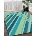 thumbnail image 3 of Ahgly Tapis Rond Lavable en Machine Intérieur Transitionnel Vert Profond, 4 Pieds Rond, 3 of 7