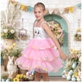 thumbnail image 4 of Sunny Fashion Girls Dress Easter Rabbit Bunny Face Pink Layered Ruffle Pom Party 7 Years, 4 of 7