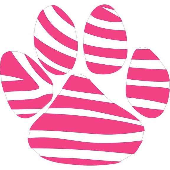 5in x 4.5in Pink White Paw Print Bumper Sticker Decal Car Window Stickers Decals