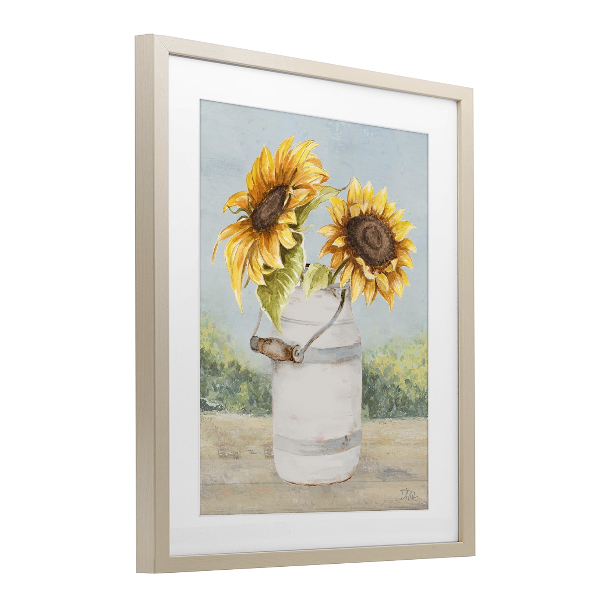 Stupell Industries Sunflower Pitcher in Country Birch Framed Print Under Glass, design by Patricia Pinto