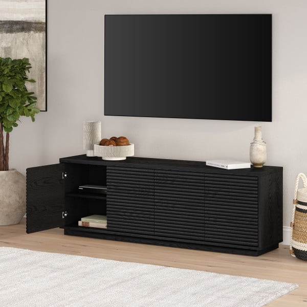 Tullis Rectangular TV Stand for TV's up to 78" in Black Grain