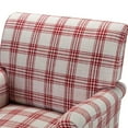thumbnail image 7 of 34"W Accent Armchair, Modern Barrel Chair with Wood Legs, Curved Backrest Reading Chair with Plaid Pattern, Single Sofa Leisure Club Chair, for Living Room Bedroom Dorm Room, Red, 7 of 7