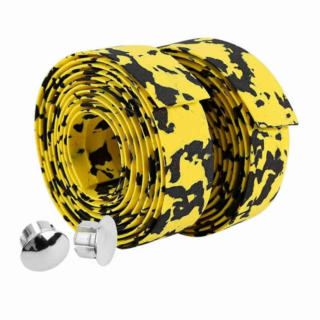 Lot de 2 bandes de guidon pour vélo de route et vélo de route, avec 2 bouchons (noir et blanc)