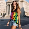 thumbnail image 3 of FUIALDOLG Rainbow Stripes Love Hearts Tank Tops for Women Trendy Sleeveless Tunic Tops Casual V Neck Blouse Loose Fit Ladies Flowy Pleated Shirts Athletic Workout Golf Outfits LGBT Pride T-shirt,S, 3 of 7
