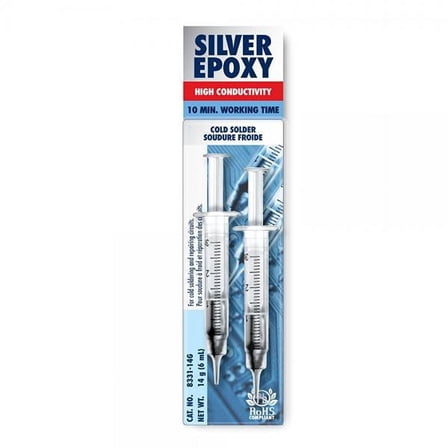 MG Chemicals 2-Part Electrically Conductive Silver Epoxy Adhesive - High Conductivity, 10 Min working time, 6 ml (14 g) in 2 Syringes