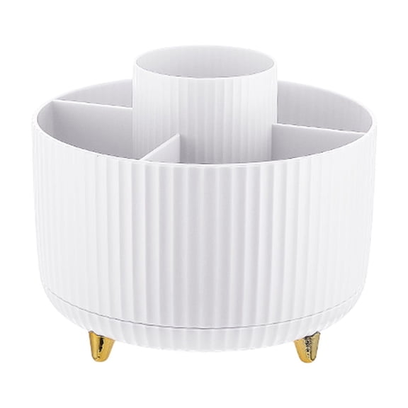 Leodye 1PCS Rotating Cosmetic Organizer, Compartment Storage Tray for Makeup Brush Lipstick Vanity Desktop Tidying -5.51x5.51x5.31in