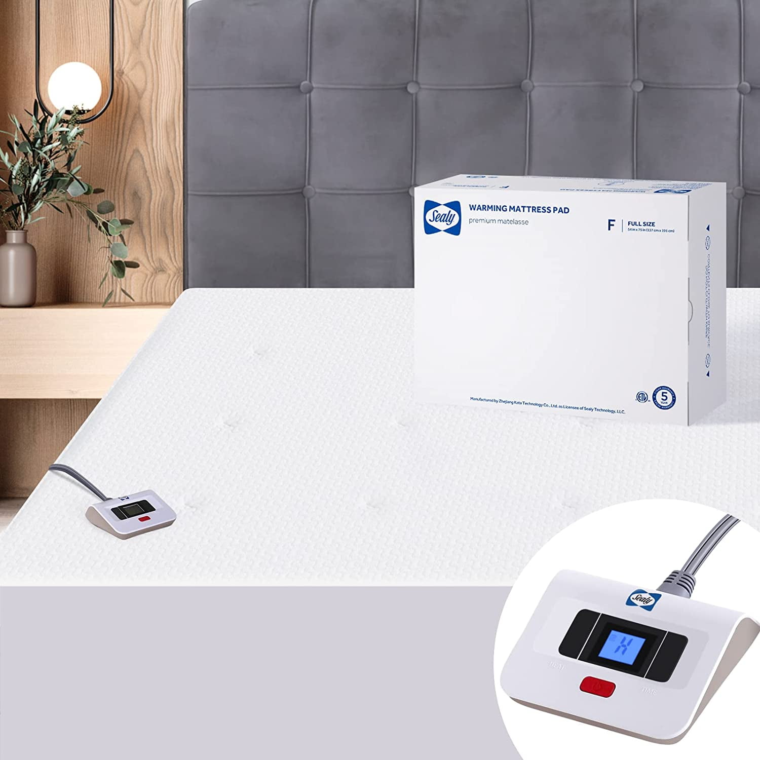 Sealy Heated Mattress Pad Queen Size 60x80 Inch Luxury Quilted