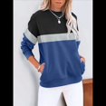 thumbnail image 4 of Sudadera Informal de Larga con Bloques de Color para Mujer, Cuello Redondo, Corte Holgado y Bolsillos. Azul Marino M, 4 of 6