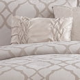 thumbnail image 2 of Benjara 9pc Queen Size Comforter Set with Quatrefoil Prints- White Polyester, 2 of 7