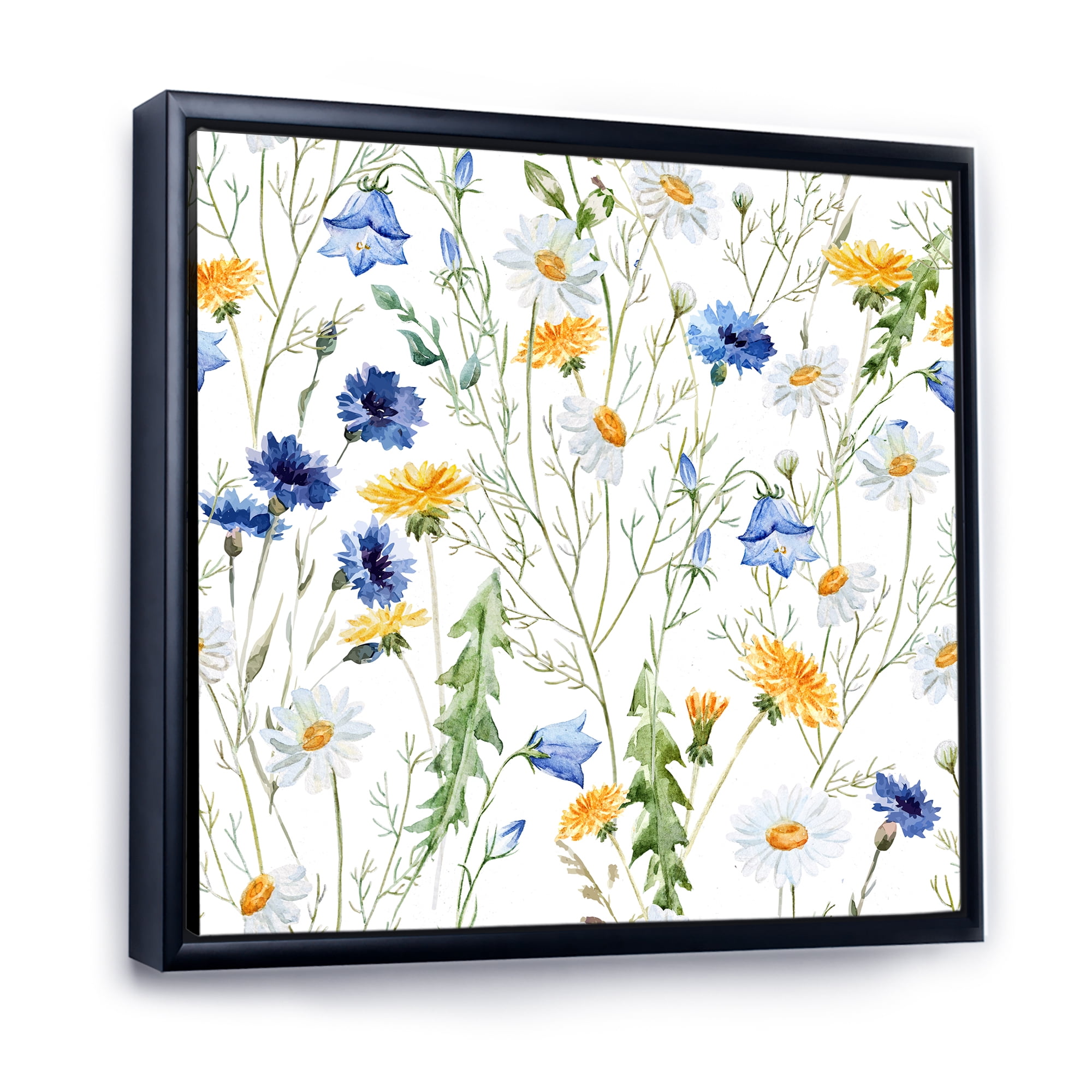 Designart 'Wildflowers Clover Bell and Chamomile II' Traditional Framed Canvas Wall Art Print