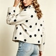 thumbnail image 7 of Lutiedan Women's Polka Dot Cropped Jacket Waterproof Button Front Collared Outerwear Casual Baggy Streetwear Jacket S-3XL, 7 of 7