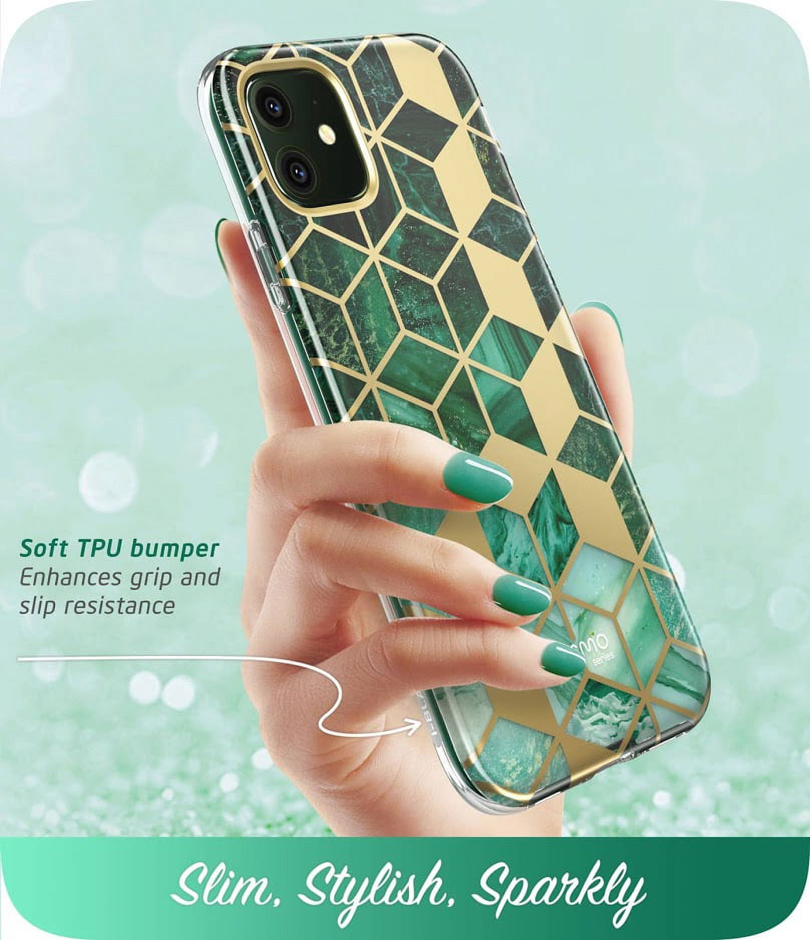 i-Blason Cosmo Series Case for iPhone 11 (2019 Release), Slim Full-Body Stylish Protective Case with Built-in Screen Protector, Green, 6.1''