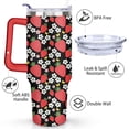 thumbnail image 3 of 40oz Cute Red Strawberry Stainless Steel Flip Straw Tumbler Spill Proof Travel Cup Double Wall Vacuum Insulated Coffee Mug with Top Handle, 3 of 6