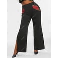 thumbnail image 2 of Pantalones de Bengala Bordado Floral con Apliques en Talla Extra Rosegal  Pantalones de talla grande, 2 of 5