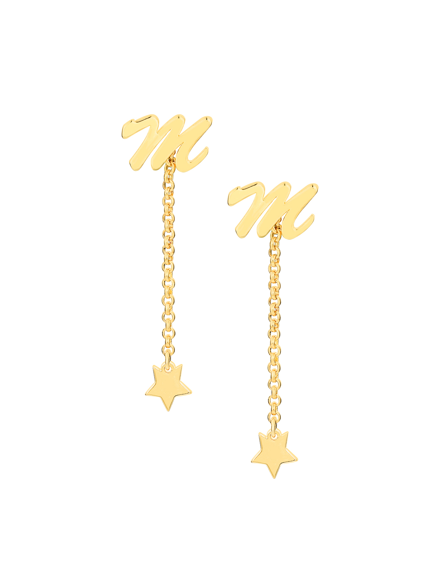 Personalized Planet Women's Script Initial Earring with Star Dangle Button Drop Earrings