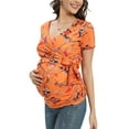 thumbnail image 6 of Youmylove Summer Short Sleeve V Neck Plaid Print Tops T Shirt For Breastfeeding Womens Maternity Nursing Tshirts Soft Cozy Blouse, 6 of 7