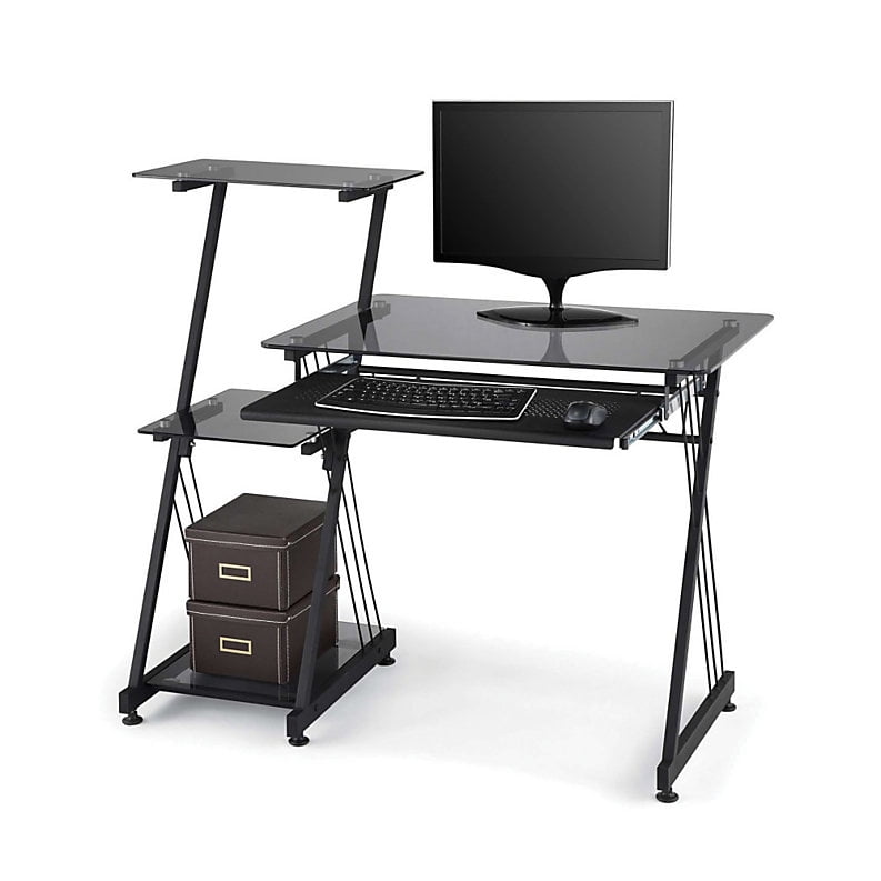 Brenton Studio Limble Glass Computer Desk, Black - Walmart.com