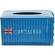 thumbnail image 1 of Caja de pañuelos creativa con contenedor de envío, caja de pañuelos de metal azul con bombeo, caja de almacenamiento para manualidades, decoración de escritorio para el hogar, 1 of 6