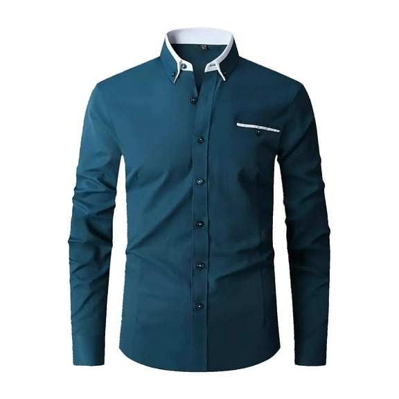 Bcfgryg Men's Casual Long Sleeve Shirt With Pocket Stylish Everyday Wear Lightweight And Comfortable Option For Any Occasion Big and Tall Men's Shirts
