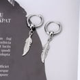 thumbnail image 3 of Stainless Punk Dangle Hinged Earring Feather Gothic Men Earring Silver Color, 3 of 3