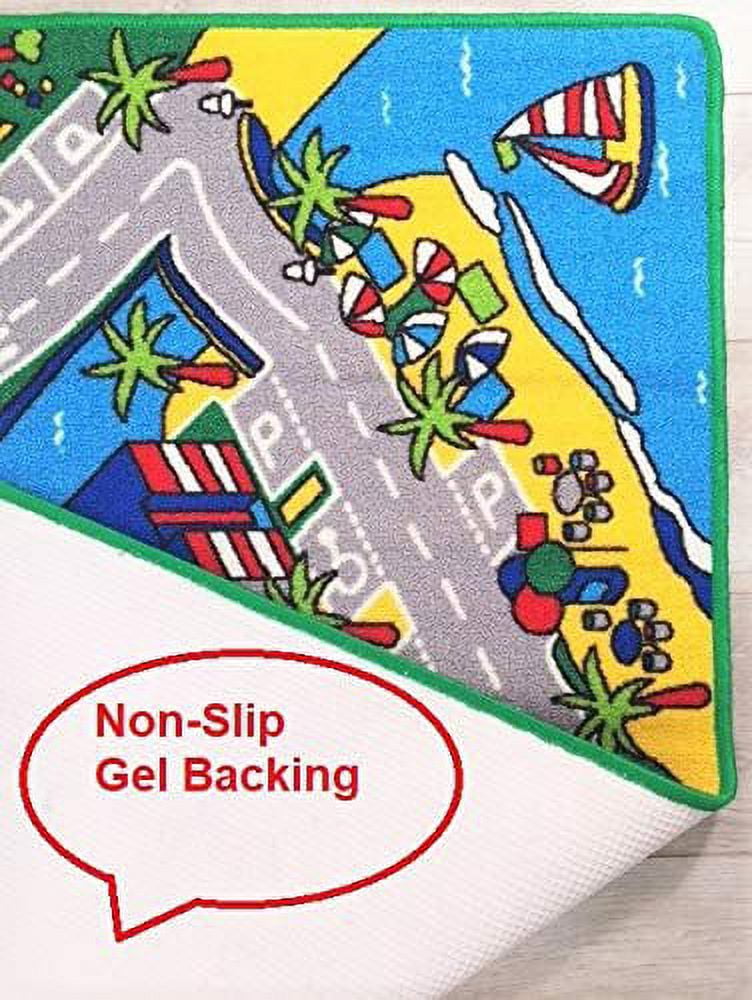 Kids Car Road Rugs Harbor Map Play mat for Classroom/Baby Room Non-Slip Rubber Back