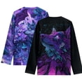 thumbnail image 2 of FUIALDOLG 2 Pack Purple Wolf Feather Boys Long Sleeve Shirts 15-16 Years Kids Soft Breathable Crewneck Tee T-Shirt Basic Long Sleeve Top Winter Cloth, 2 of 6
