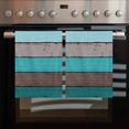 thumbnail image 2 of Aqua Wooden Kitchen Towels Set of 4, Water Absorbent Dish Towel, Grey Stripe Gradient Country Rustic Grain Decorative Hand Towels - Quick Drying Cloth for Cooking Baking, 18x28 Inch, 2 of 8