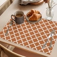 thumbnail image 3 of Orange Moroccon Placemats Set of 8 Farmhouse Country Minimalist Geometric Place Mats Indoor Wipeable Table Mats Washable Cloth Dining Table Placemats for Kitchen Holiday Party Home Decor 13x19 Inch, 3 of 9