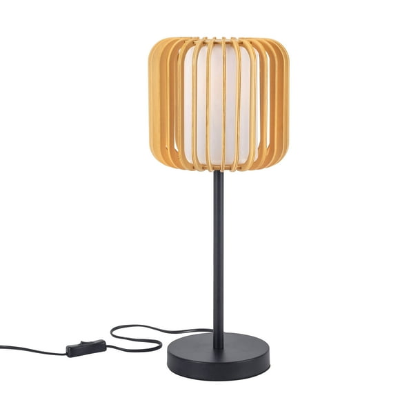 Estevez luminario de mesa decorativo VIVA, E26, madera y acero, Color Madera/blanco, Ø200×490 mm