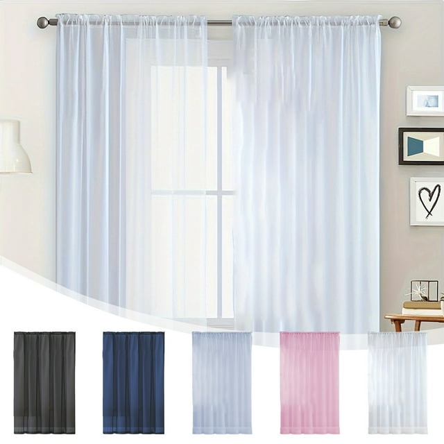 Fiudx Cortinas de Color Liso, Tela Translúcida Suave, Diseño de Varillas Sencillas, Filtrado de Luz, Uso Versátil En Sala de Estar, Dormitorio y Balcón, Fácil Instalación, Tamaño 100 X 130 Cm