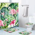 thumbnail image 1 of FMSHPON Tropical Leaf Flamingo 4 Piece Bathroom Set Shower Curtain Bath Rug Contour Mat and Toilet Lid Cover, 1 of 8