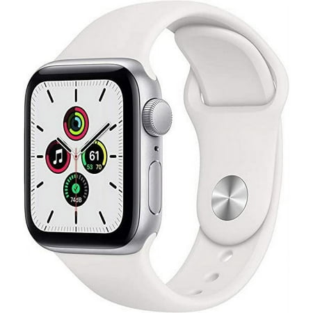 Restored Apple Watch SE (GPS, 44mm) - Aluminum Silver Case - White Sport Band (Refurbished)