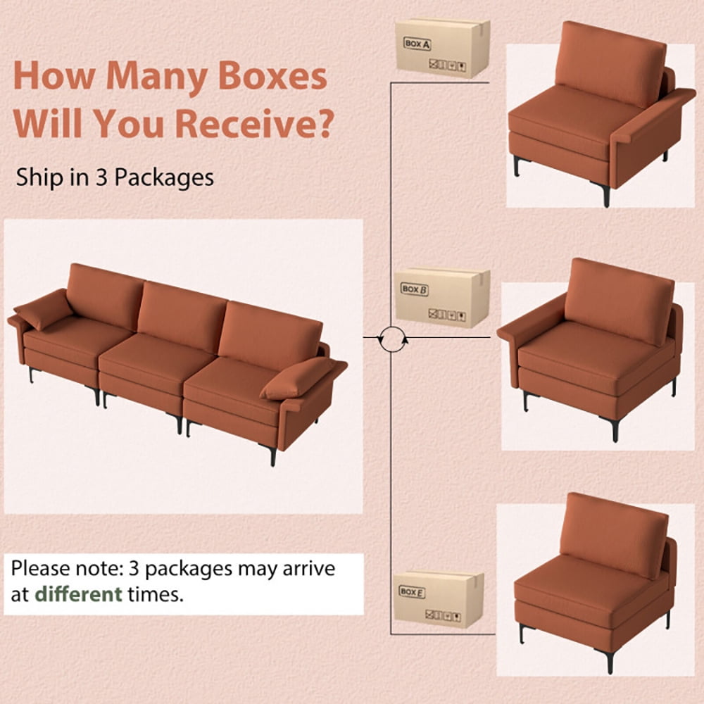 Finihen Sectional Sofa Couch, 3-Seat Sofa, Large 3-Seat Sofa Sectional with Metal Legs for 3-4 people, for Living Room, Bedroom, Rust Red Finihen Sectional Sofa Couch, 3-Seat Sofa, Large 3-Seat Sofa Sectional with Metal Legs for 3-4 people, for Living Room, Bedroom, Rust Red