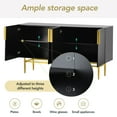 thumbnail image 4 of 60" Sideboard Buffet Cabinet, Entryway Control Table with 4 Doors, Adjustable Shelf, Gold Metal Handles and Legs, Modern Credenza Storage Cabinet for Dining Room Living Room Bedroom Hallway, Black, 4 of 7