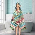 thumbnail image 6 of Teal and Orange Geometric Boho Pattern Hooded Bath Towel，50"x30" for Ages 3 To 12 Kids, Quick Dry Lightweight Soft Microfiber Hood Beach Towel Cover Up for Kids, 6 of 7