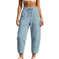 thumbnail image 4 of Vhkiploz Plus Size Wide Leg Pants for Women's Drawstring High Stretchy Waist Joggers Solid Hiking Running Vacation Trousers, 4 of 8