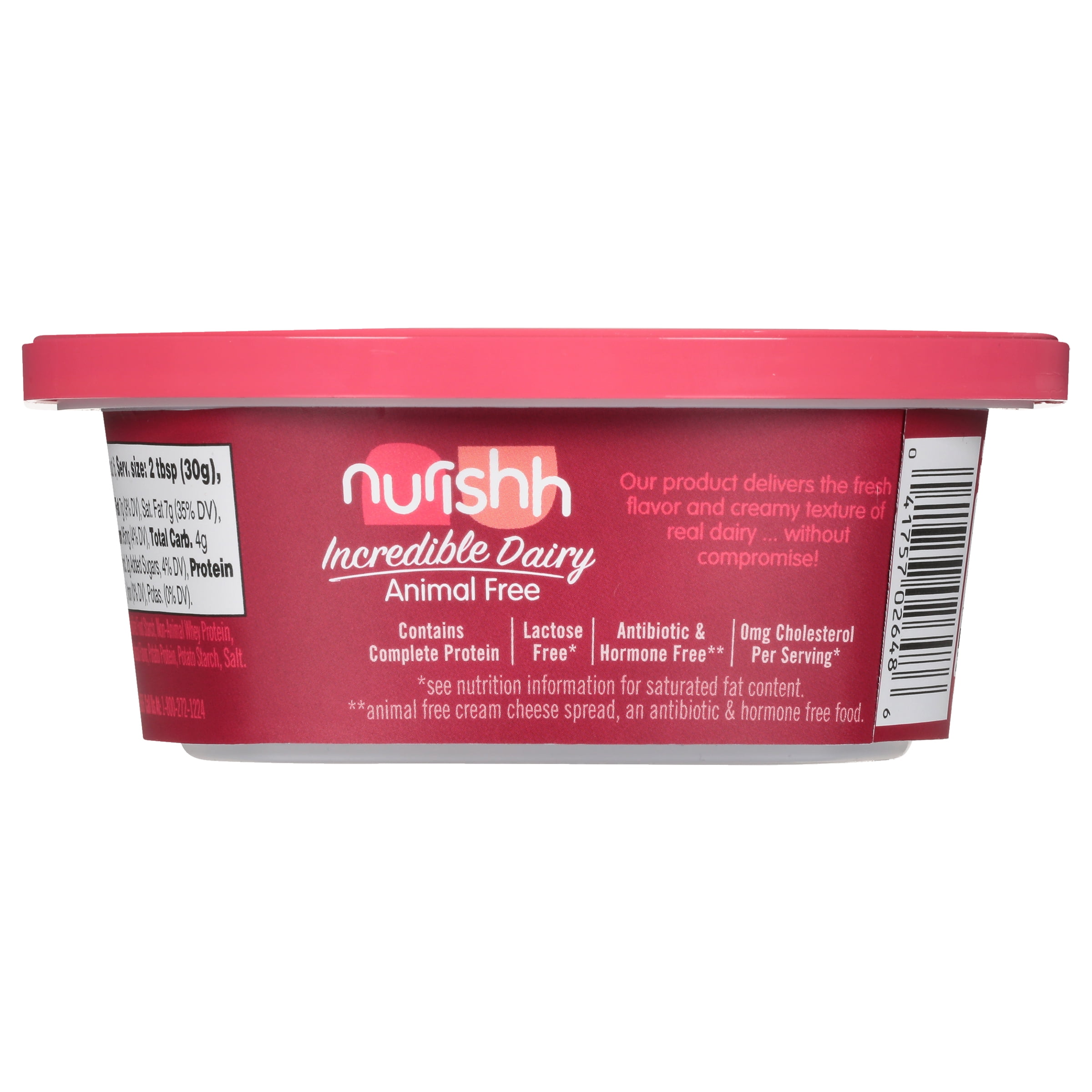 Nurishh Lactose Free Spreadable Cream Cheese Alternative  Strawberry, 6.5 oz. Tub. Refrigerated