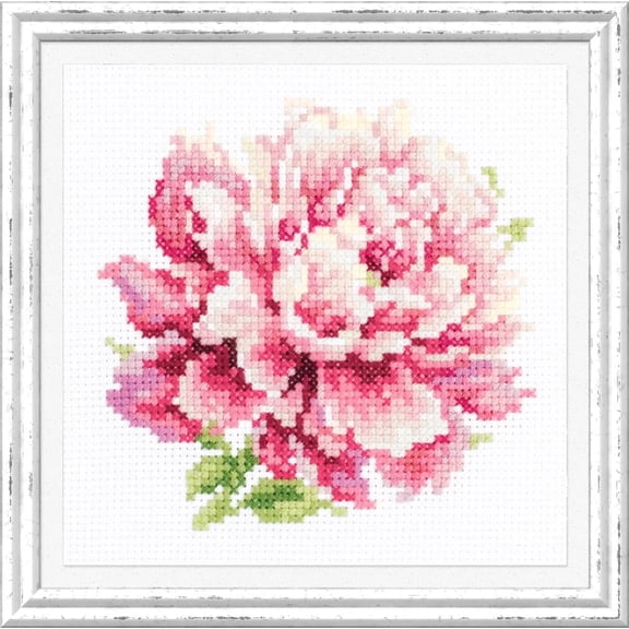 Wizardi Counted Cross-Stitch Kit Peony 150-007 Magic Needle