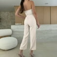 thumbnail image 5 of Hvot&aat Strapless Jumpsuits for Women One Piece Straight Leg Suit Pants Dressy Sleeveless Bandeau Formal Romper, 5 of 7