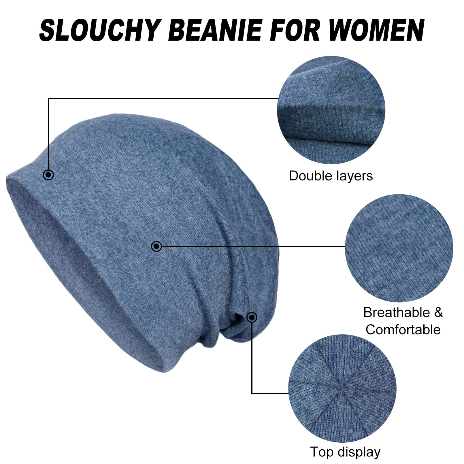 2 Pack Women s Baggy Slouchy Beanie Chemo Cap for Cancer Patients Blue Purple Walmart