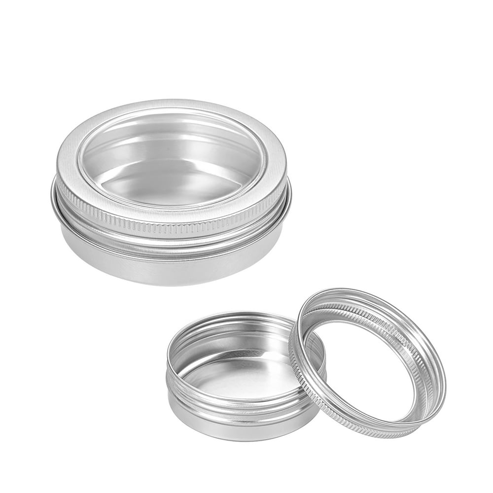 Uxcell 2oz 60ml Screw Top Lid Round Clear Window Aluminum Cans Tin