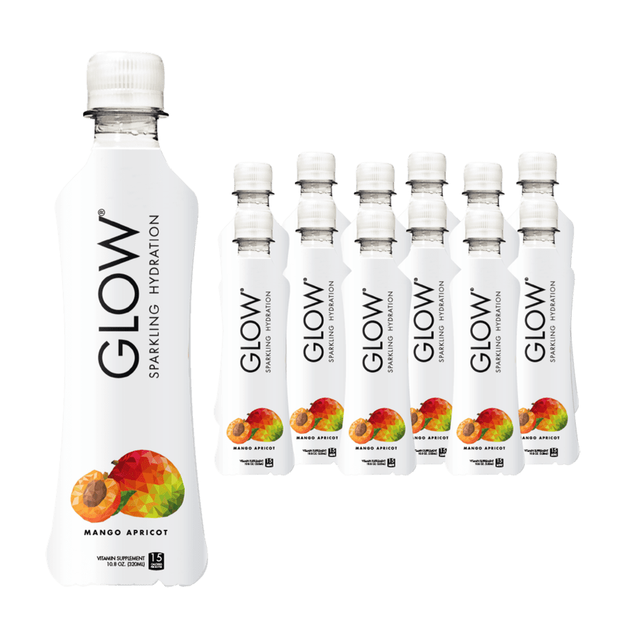 GLOW® Beverages Sparkling Hydration - Mango Apricot - 10.8 Fluid Ounce Plastic Bottles (Pack of 12)