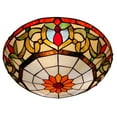 thumbnail image 2 of Vinplus Tiffany 3 Light Flush Mount Ceiling Light 16" White Finish with Tiffany Glass, 2 of 7
