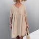 thumbnail image 3 of Vestido De Manga Corta, Vestido Informal Para Mujer Con Correa De Apertura Trasera Para Uso Diario ANGGREK Albaricoque S, 3 of 6
