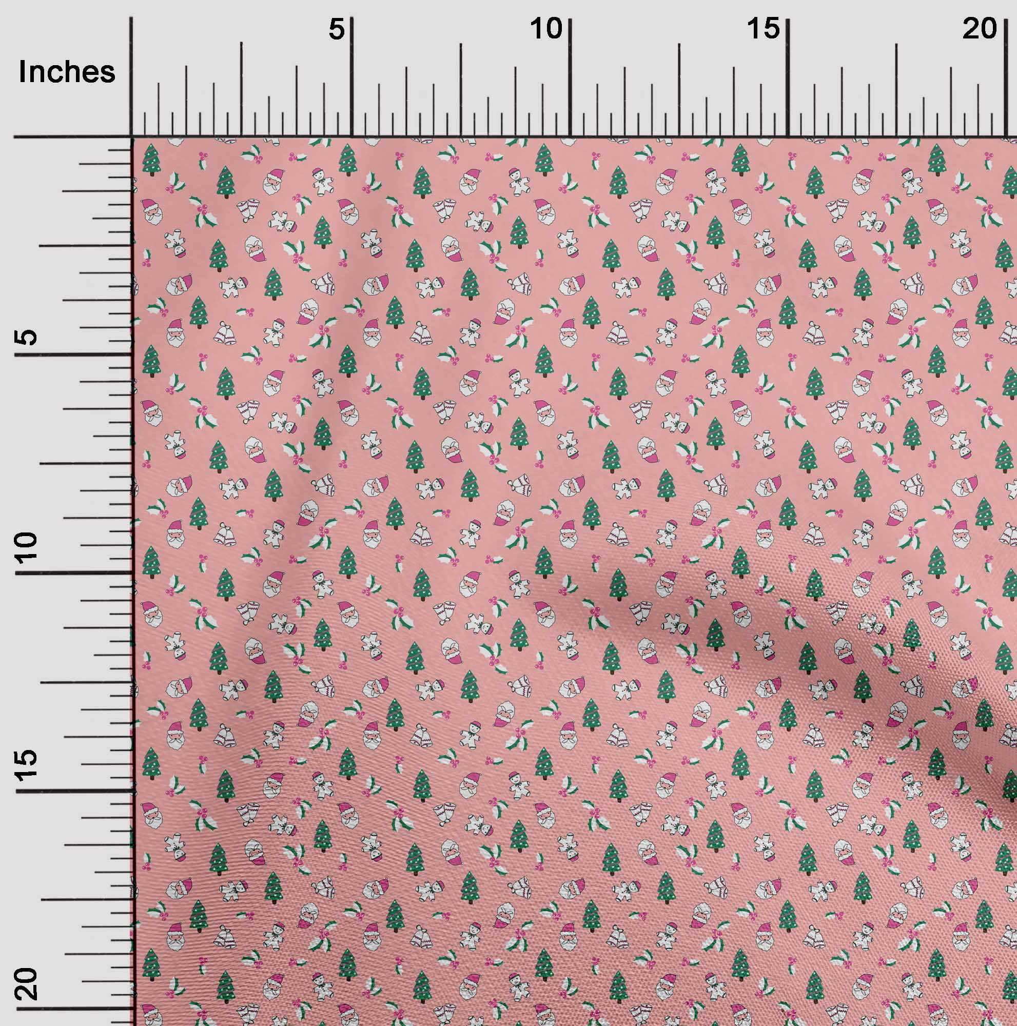 oneOone Rayon Light Pink Fabric Christmas Craft Projects Decor Fabric Printed By The Yard 56 Inch Wide