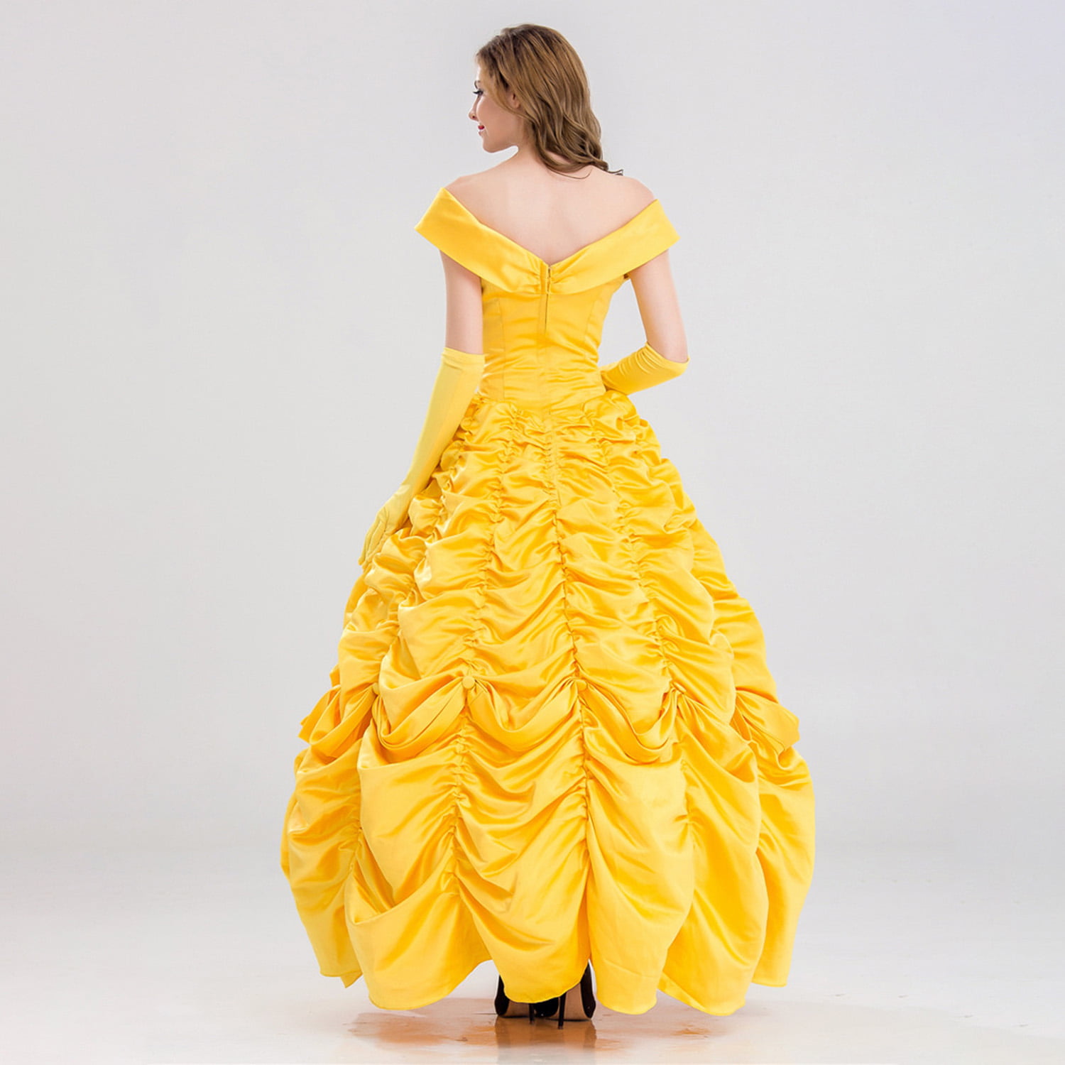 Princess Fairytale Belle Dress Flower Girl Dress Women's Movie Cosplay  A-Line Slip Princess Yellow Dress Gloves Carnival New Year 2024 - $50.99