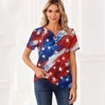 thumbnail image 4 of Women's 250th Anniversary USA Shirt V-Neck Button Patriotic Star Print Short Sleeve T-Shirts Independence Day Top, 4 of 5