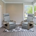 thumbnail image 7 of TOTAL Outdoor Reclining Chairs with Extended Footrest, Adjustable Patio Wicker Lounge Recliner up to 150° with Flip Side Table, Thickness Cushions for Indoor & Outdoor,Gray, 7 of 7