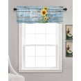 thumbnail image 3 of Spring Sunflower Kitchen Valances for Windows Farmhouse Linen Window Valance Curtain for Living Room Window Treatment Bee Wooden Grain Country Rustic Valance Rod Pocket Topper Drape, 42 x 12 Inch, 3 of 6